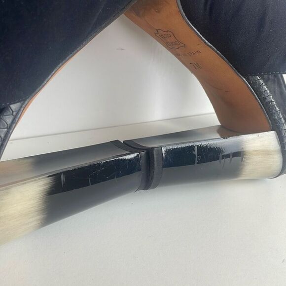 Donald J. Pliner Slingback Fabric and Leather Heeled Sandals 7 Black - Picture 9 of 15